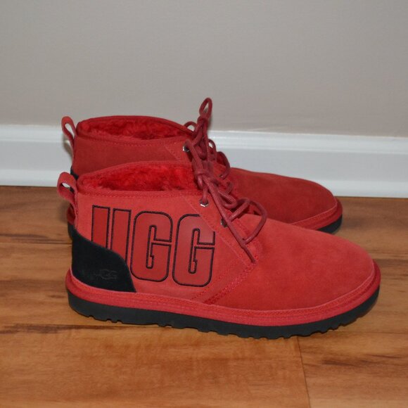 Share UGG Mens Neumel Graphic Outline 1130715 Round Toe Red Chukka Boot Size US - Picture 3 of 10